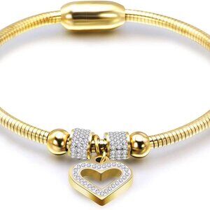 Stainless Steel Heart Charm Bracelet - Timeless Gift for Women of All Ages